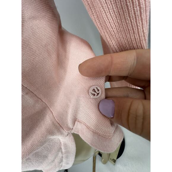Lululemon Size 6 Women Take it All In Sweater Pink Mist Cotton Pullover ML5 - Picture 6 of 11